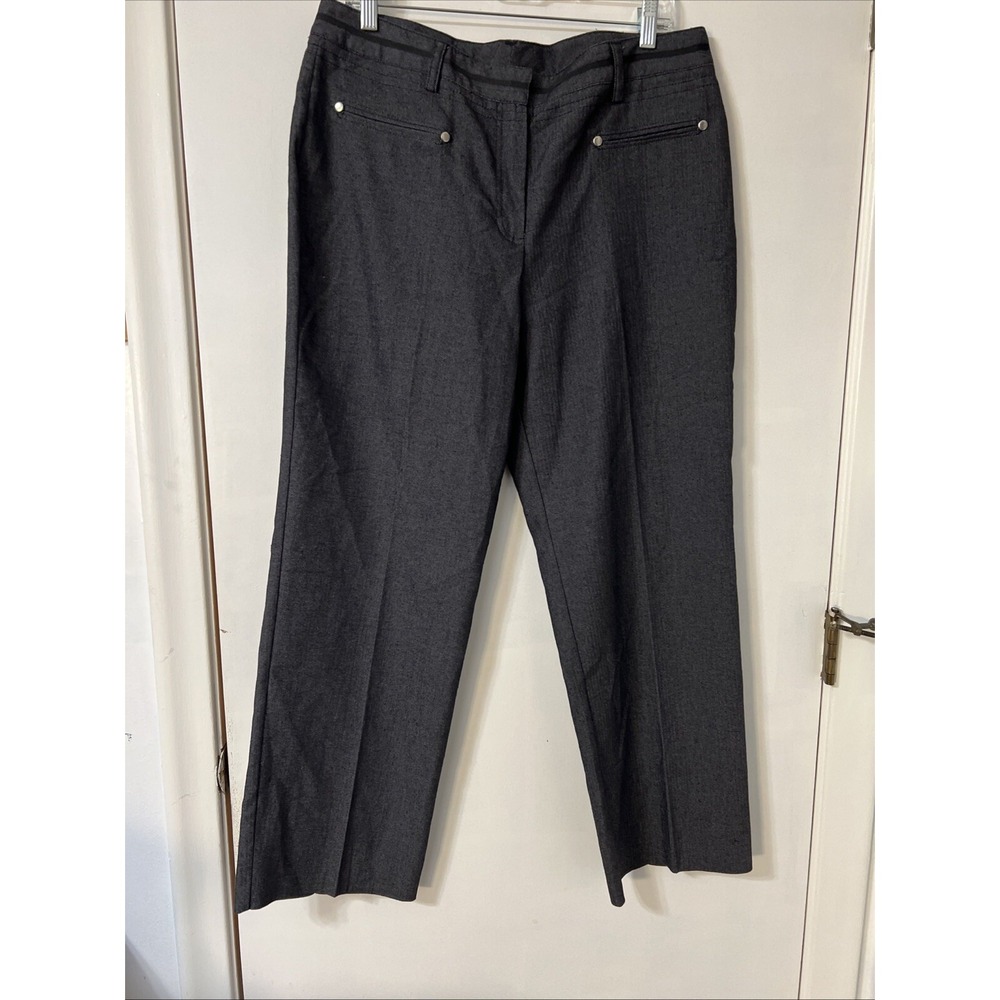Larry Levine Stretch Straight Leg Jeans Women's 14P Black Rinse High Rise